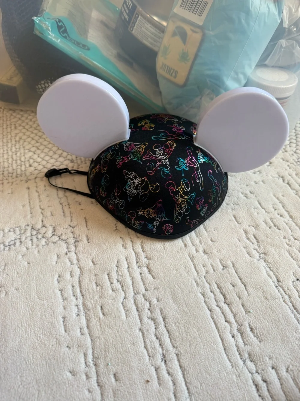 Disney Black Mickey Ear Accent Lamp with White LED Ears and Multicolor Line Art